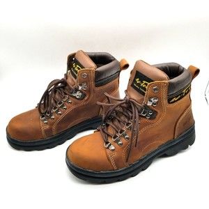 AdTec Women 6" Steel Toe Work Boots Lace Up Brown Leather 9.5
